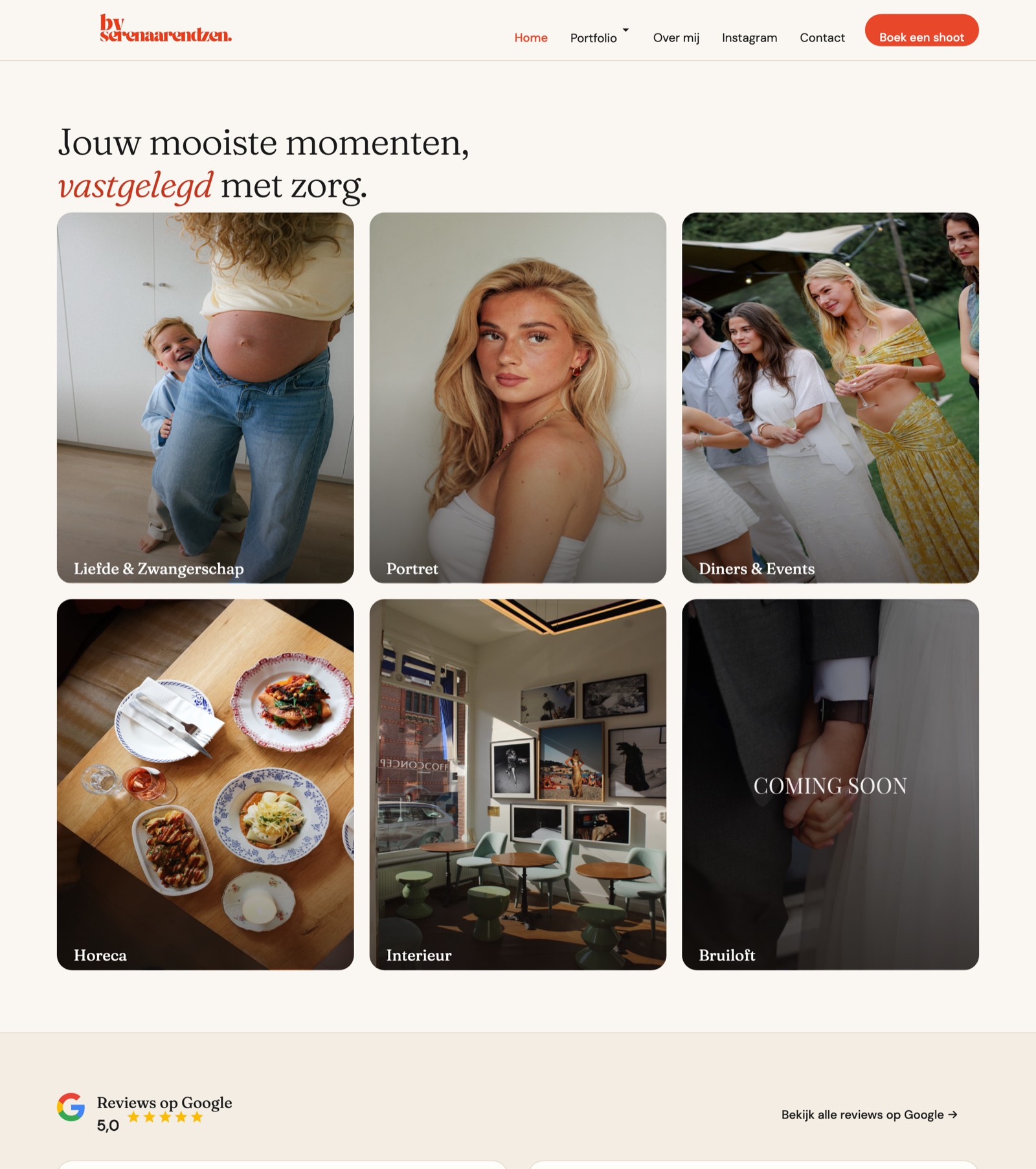De nieuwe website van fotograaf Serena Arendzen